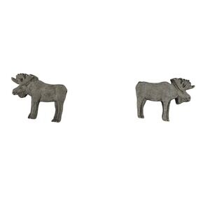 Silver Tone Moose Post‎ Earrings Animal Dainty